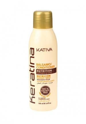 Бальзам-кондиционер Kativa KERATINA Укрепляющий с кератином для всех типов волос, 100 мл