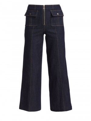 Широкие укороченные джинсы Azure с высокой посадкой спереди , индиго Cinq à Sept