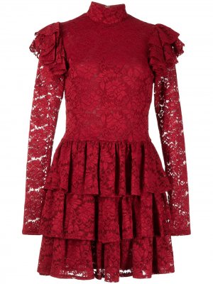 Кружевное платье мини Emily Caroline Constas. Цвет: красный