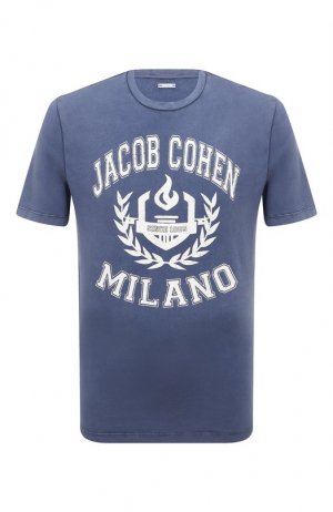 Хлопковая футболка Jacob Cohen. Цвет: синий