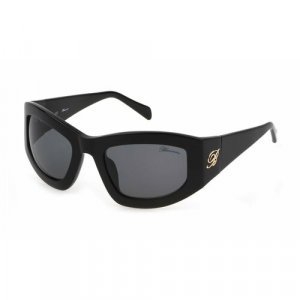 Солнцезащитные очки , прямоугольные, оправа: пластик, для женщин, черный Blumarine. Цвет: черный