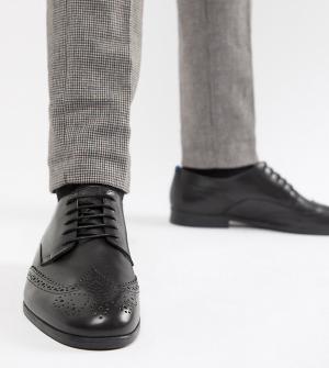 Черные кожаные броги для широкой стопы H By Hudson Aylesbury-Черный