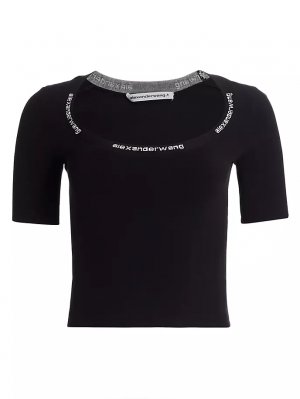 Облегающая футболка с жаккардовой отделкой , черный Alexanderwang.T