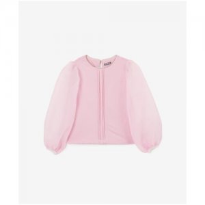 Блузка комбинированная с объемными рукавами розовая , размер 140, модель 222GSGMC1204 Gulliver. Цвет: розовый
