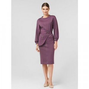 Платье, в классическом стиле, прилегающее, миди, подкладка, размер 44, фиолетовый Lo. Цвет: фиолетовый