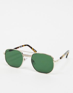 Золотистые солнцезащитные очки-авиаторы с зелеными линзами Nailsea-Золотистый Spitfire