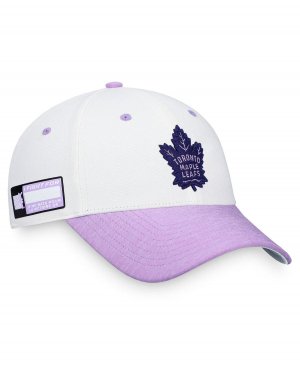 Мужская фирменная бело-фиолетовая кепка Toronto Maple Leafs 2022 Hockey Fights Cancer Authentic Pro Snapback Fanatics