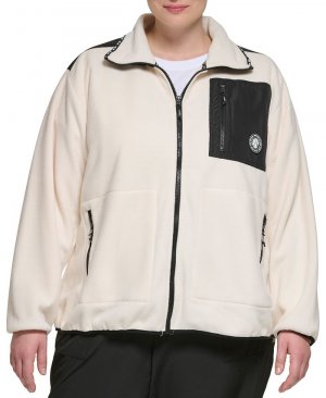 Флисовая куртка больших размеров на молнии всю длину , тан/бежевый DKNY