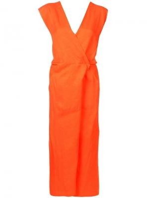 Платье без рукавов с V-образным вырезом Zero + Maria Cornejo. Цвет: оранжевый