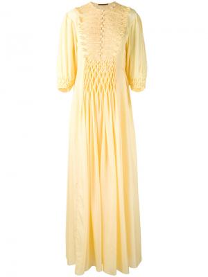 Длинное платье с вышивкой Ermanno Scervino. Цвет: жёлтый и оранжевый