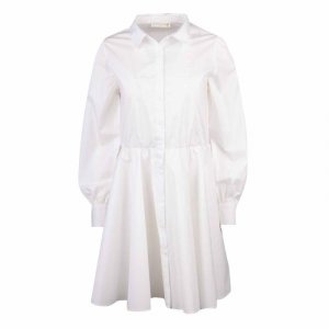 Женское белое хлопковое платье-рубашка с плиссированной юбкой LA PETITE ETOILE