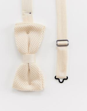 Трикотажный галстук-бабочка кремового цвета -Кремовый Twisted Tailor