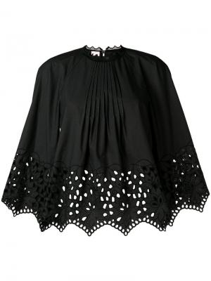 Присборенная блузка свободного кроя с вышивкой Giamba. Цвет: черный