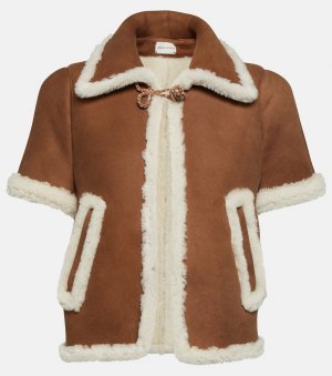 Укороченная замшевая куртка на подкладке из овчины, коричневый Magda Butrym