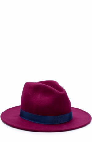 Шерстяная шляпа с лентой и брошью Roberto Cavalli. Цвет: фуксия