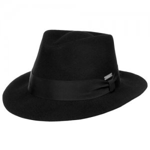 Шляпа федора SEEBERGER 70424-0 FELT FEDORA, размер 59. Цвет: черный