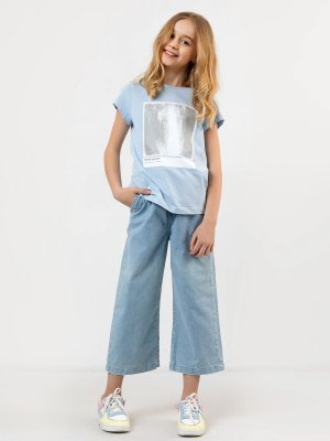 Прямые свободные джинсы светло-голубого цвета для девочек Mark Formelle. Цвет: светло -голубой