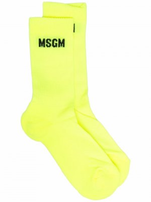 Носки с логотипом MSGM. Цвет: желтый