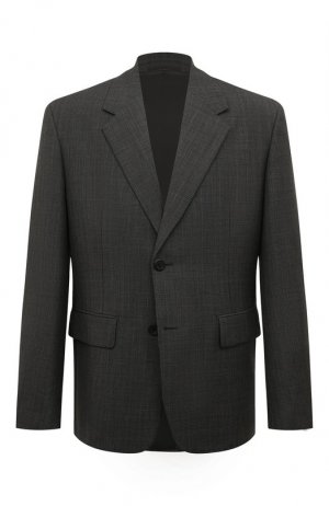 Пиджак из шерсти и шелка Prada. Цвет: серый