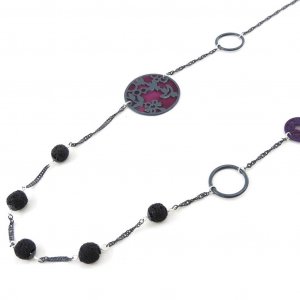 [J2181] - Фиолетово-черное дизайнерское ожерелье «Китайские тени» NOA