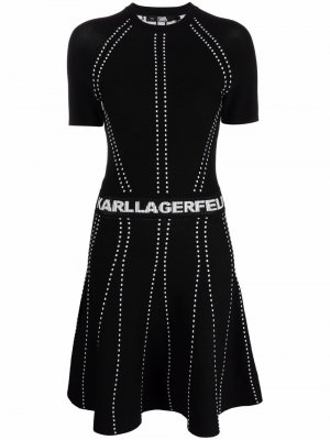 Платье с короткими рукавами и логотипом Karl Lagerfeld. Цвет: черный