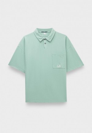 Поло C.P. Company 20/1 jersey boxy polo shirt green bay. Цвет: зеленый
