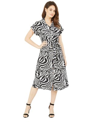 Платье-рубашка с зебровым принтом, Черный/Мульти Yumi