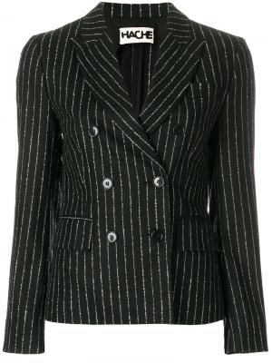 Двубортный пиджак в полоску Hache. Цвет: чёрный