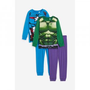Пижамный комплект HM с принтом, состоящий из 2 зеленых Мстителей H&M