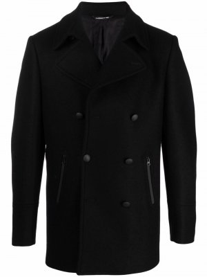Двубортное шерстяное пальто Tonello. Цвет: черный