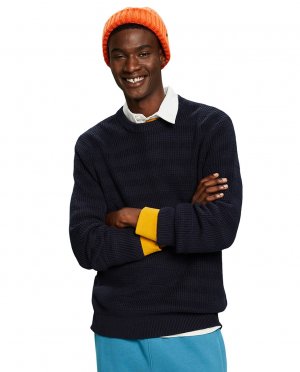 Мужской свитер в горошек из смесового хлопка , темно-синий Esprit