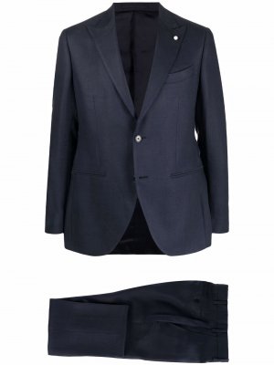 Fitted single-breasted suit LUIGI BIANCHI MANTOVA. Цвет: синий