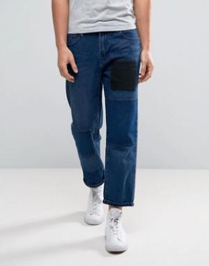 Расклешенные джинсы с заплатками Waven. Цвет: синий