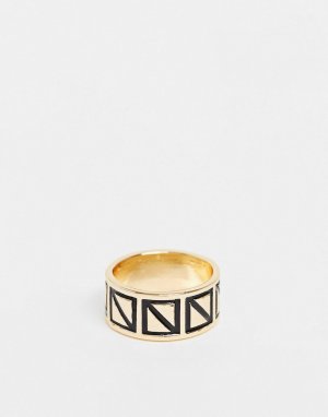 Эксклюзивное золотистое кольцо с гравировкой Exclusive-Золотистый DesignB London Curve