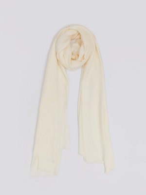 Тканевый шарф с короткой бахромой zolla. Цвет: молоко