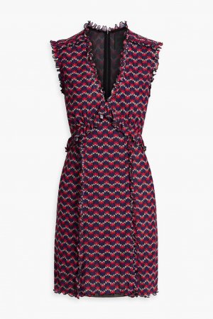 Мини-платье из сетки с принтом и оборками , фиолетовый Anna Sui