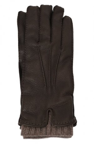 Кожаные перчатки Fedeli. Цвет: коричневый