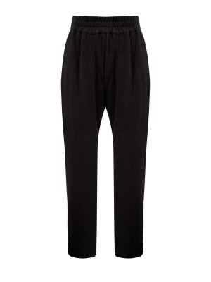 Укороченные брюки из фактурной шерсти с эластичным поясом GENTRYPORTOFINO. Цвет: черный