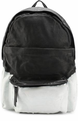 Кожаный рюкзак с двумя внешними карманами OXS rubber soul. Цвет: черно-белый