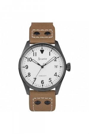 Авиационные мужские классические аналоговые кварцевые часы из нержавеющей стали - 76003 , белый Accurist