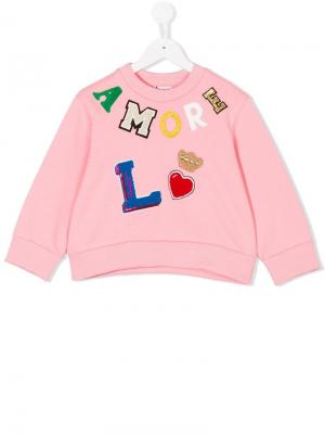 Толстовка с заплаткой Amore Dolce & Gabbana Kids. Цвет: розовый
