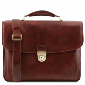 Портфель , отделение для ноутбука, с плечевым ремнем, мужчин, коричневый Tuscany Leather. Цвет: коричневый