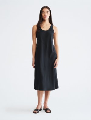 Платье-майка Scoopneck Midi, черный Calvin Klein
