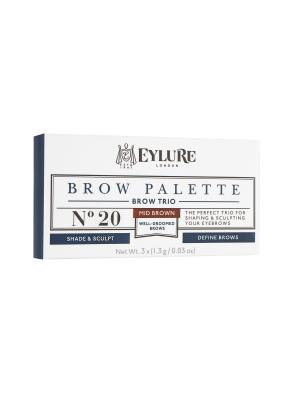 Eylure Brow Palette - 20 Mid Brown Палетка для моделирования бровей Коричневая 3*3 гр. Цвет: коричневый