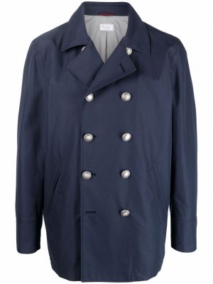 Двубортное пальто Brunello Cucinelli. Цвет: синий