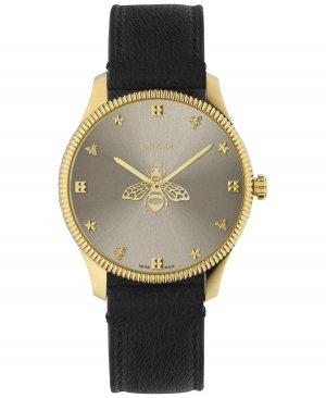Женские часы Swiss Bee с золотистым кожаным ремешком PVD-покрытием, 36 мм , серебро Gucci