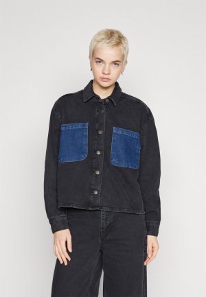 Джинсовая куртка РУБАШКА OBJBEATE, цвет black denim detail/medium blue Object