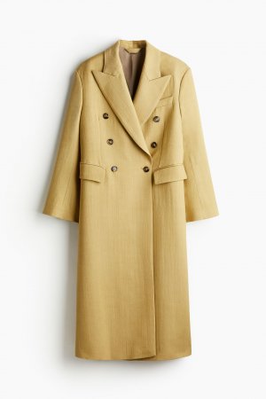 Двубортное пальто из смесовой шерсти H&M