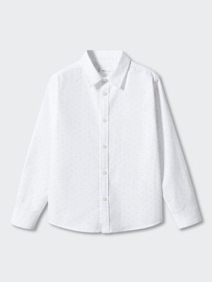Детская оксфордская рубашка стандартного кроя с принтом , белый Mango