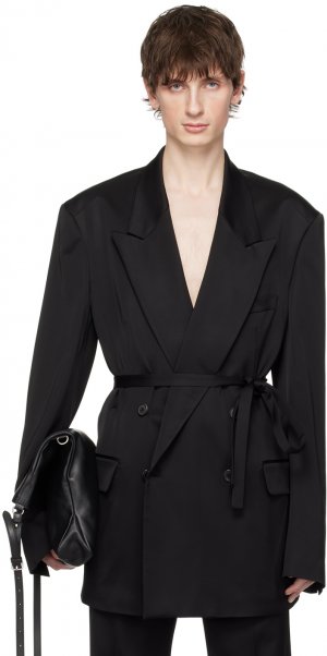 Черный пиджак с остроконечными лацканами , цвет Black Dries Van Noten